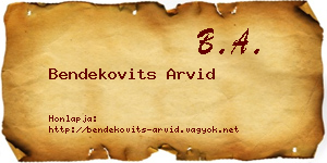 Bendekovits Arvid névjegykártya